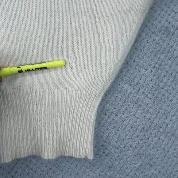 Vtg 80s Ann Katrine Womens Sweater Lambs Wool Angora Dolman Pearl Lace V-Neck Md - Picture 6 of 13